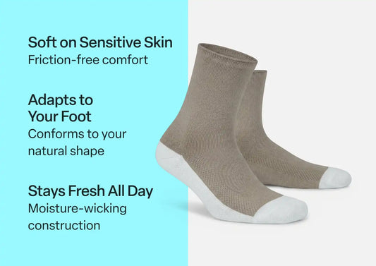 Extra Roomy Diabetic Socks (Thick) - Brown