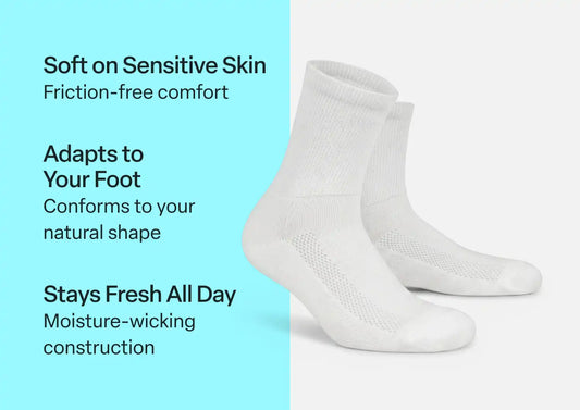 Padded Sole Diabetic Socks - White