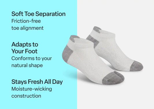 Bunion Relief, Padded Low Cut Socks - White